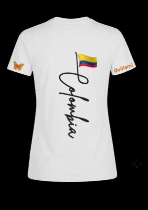 Camisa Colombia_vertical_bandera_mujer_blanco_espalda Camisa de Colombia letras vertical