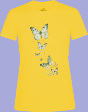 camisa mujer mariposas verdes frente_amarilla Mariposas verdes